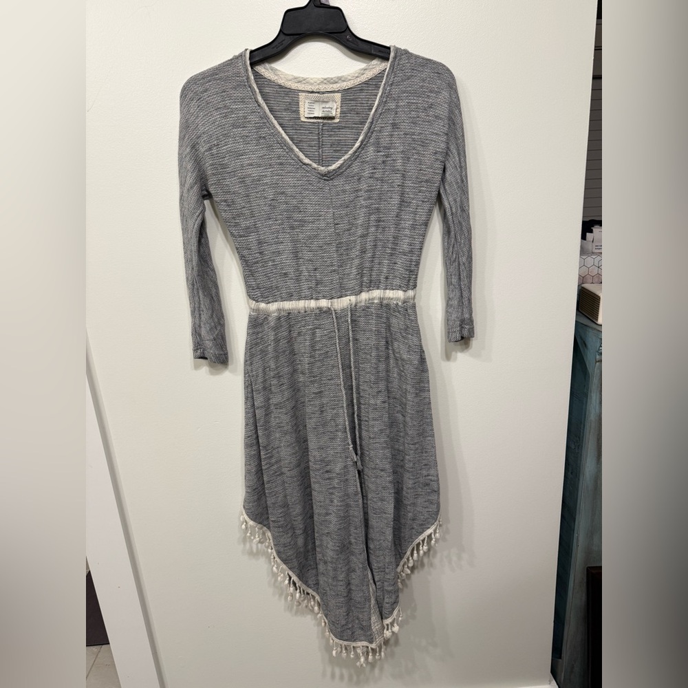 Anthropologie Saturday Sunday  Maxi‎ Gray Knit Dress with tassel Hem SZ S